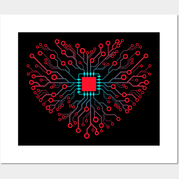 Computer Core Processor CPU  Heart RED Wall Art by SinBle